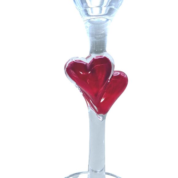 Pair Of Stölzle Lausitz Champagne Flutes With Red Heart Stems - Picture 5 of 9